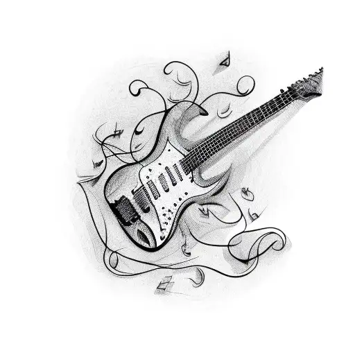  electric guitar with vine's rapt around it  tattoo design idea