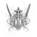 coffin with sword inside tattoo design idea