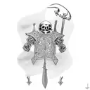 coffin with sword inside tattoo design idea
