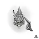 coffin with sword inside tattoo design idea