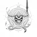 coffin with sword with snake  tattoo design idea