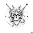 coffin with sword with snake  tattoo design idea