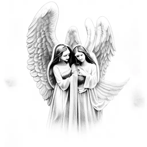 two angels sixtine madonna tattoo design idea