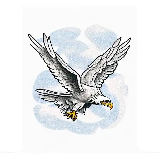 eagle with rose  tattoo design idea