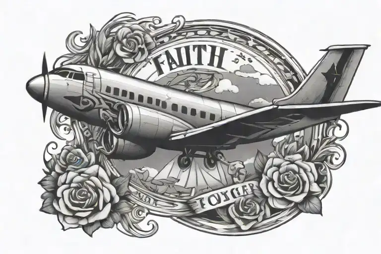  faith love plane forever tattoo design idea