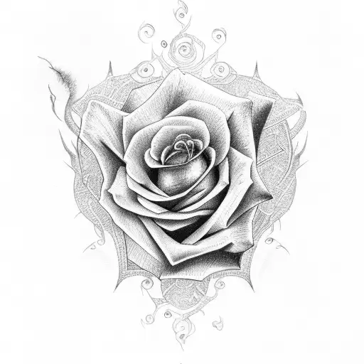 Rose with fire tattoo design idea