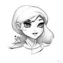 smurfette with a gun and book tattoo design idea