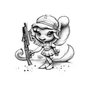 smurfette with a gun and book tattoo design idea
