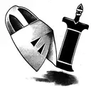 shield, helmet, sword, belt, bible tattoo design idea