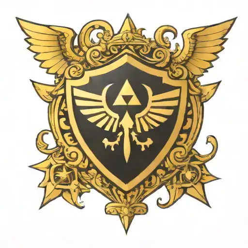 zelda royal crest heraldry crown wings tattoo design idea