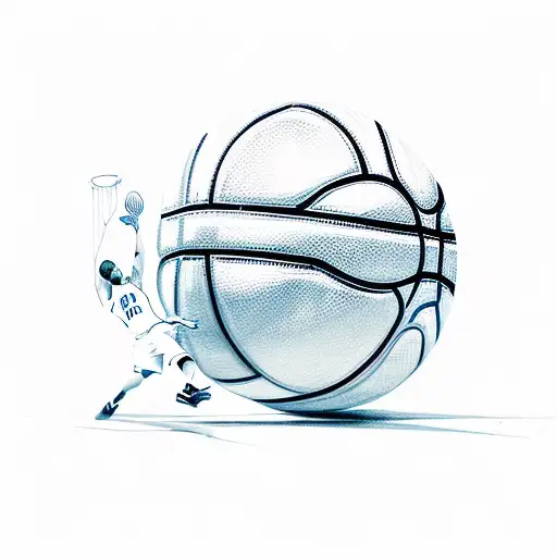 A basketball player dribbling a juice box instead of a ball tattoo design idea