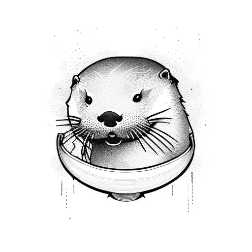 An otter wearing trendy clothing and skateboarding tattoo design idea