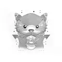 An otter wearing trendy clothing and skateboarding tattoo design idea