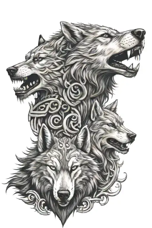 thor y fenrir viking wolf tattoo design idea