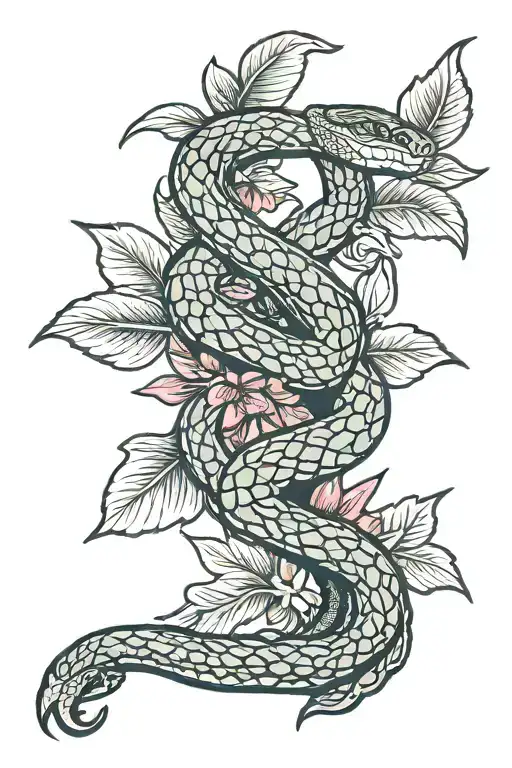 snake branch tattoo design idea
