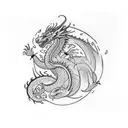 A dotwork tattoo of a dragon breathing fire onto a canvas, creating an abstract painting tattoo design idea