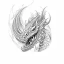 A dotwork tattoo of a dragon breathing fire onto a canvas, creating an abstract painting tattoo design idea