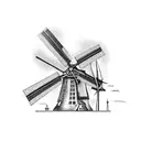 dutch windmill tattoo design idea