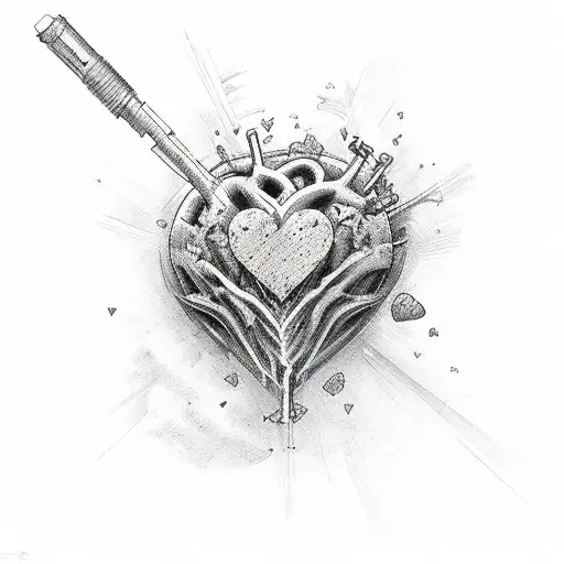 first heart break tattoo design idea