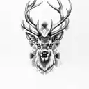 stag head with cross background  tattoo design idea