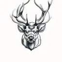 stag head with cross background  tattoo design idea