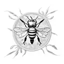 herbs sewing pagen wheel botanical style bee filagree background tattoo design idea