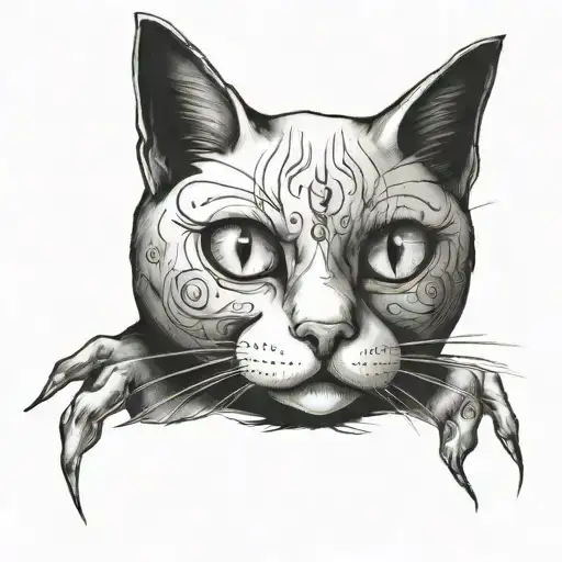A cat with three eyes, exuding a slightly sinister vibe tattoo design idea