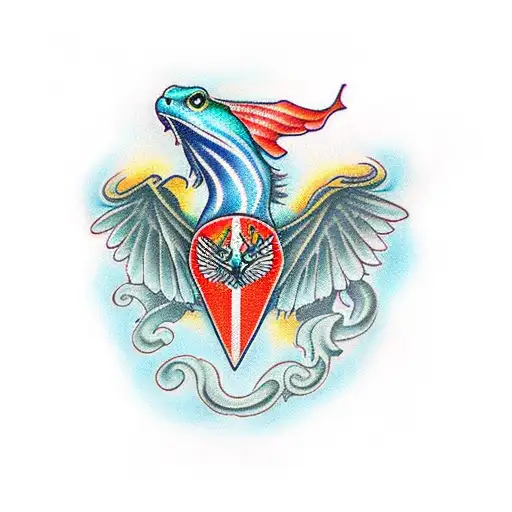 salamander eagle wing magic tattoo design idea