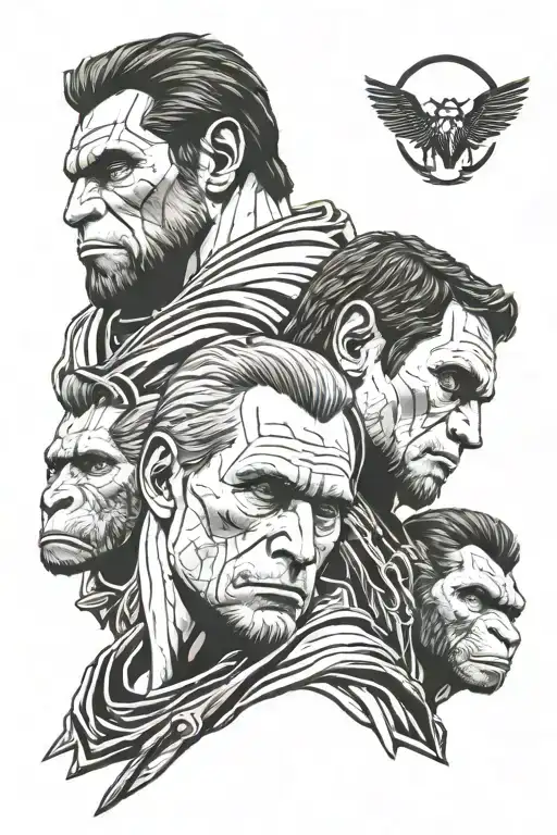 Julius Caesar and Caesar from dawn of the planet of the apes tattoo design idea