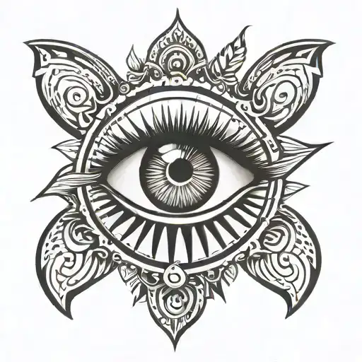 a tattoo on my arm featuring an eye on a hand, symbolizing perception and insight. The eye should be central and express tattoo design idea
