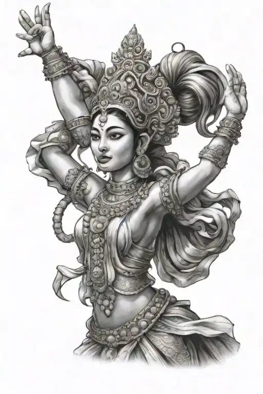 apsara dance in khmer tattoo design idea