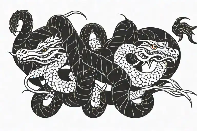 can you make a tatto design of dangerous looking dragon snake catching it's tail in band type   tattoo design idea