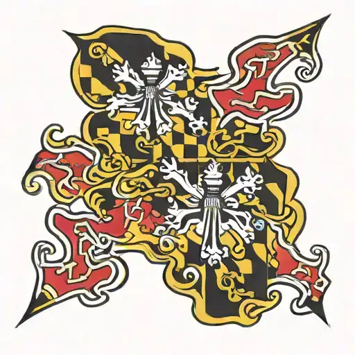 black-and-white Maryland flag tattoo design idea