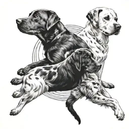 black and white labrador dogs YING YANG  tattoo design idea