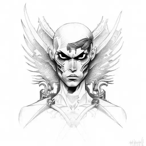 half demon half angel special forces soldier tattoo design idea