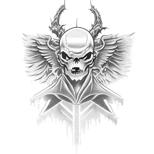 half demon half angel special forces soldier tattoo design idea
