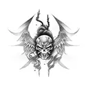 half demon half angel special forces soldier tattoo design idea
