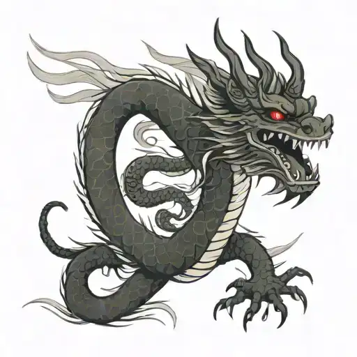Minimalist dragon korean tattoo design idea