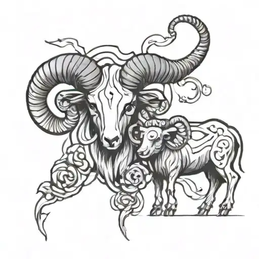 aries and cancer  tattoo design idea
