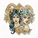 aries and virgo tattoo design idea