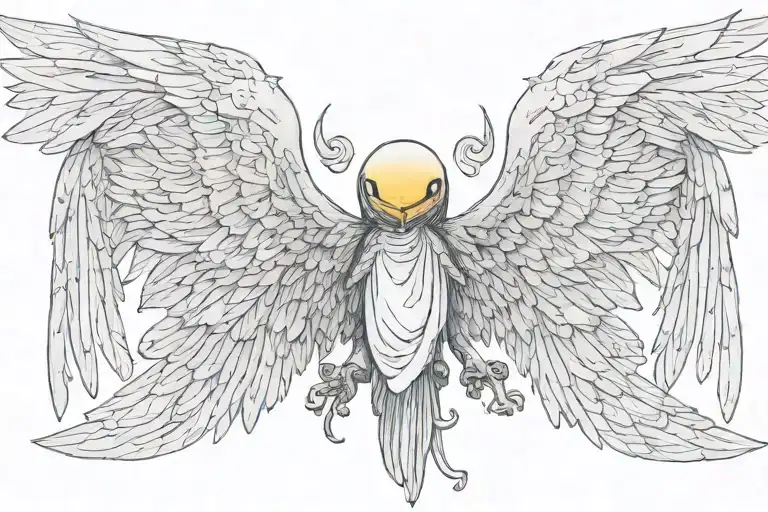 seraphim with one eye in the middle, ring eyes and six wings  tattoo design idea