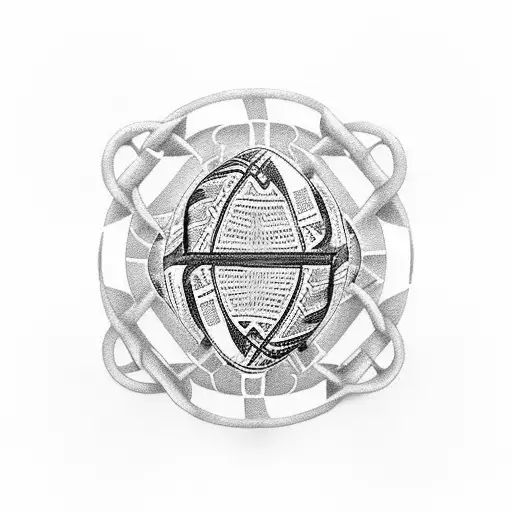 Cultural symbols forming a rugby field tattoo design idea