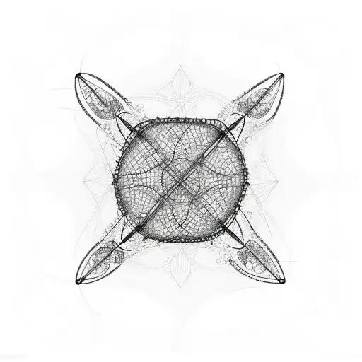 A fishing net made of intricate cultural patterns tattoo design idea