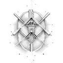 A carpenter's tools intertwined with cultural symbols tattoo design idea