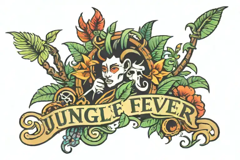 text:jungle fever tattoo design idea