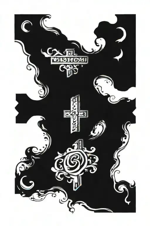 Cross tattoo with semicolon and Deuteronomy 31:6 in Old English font tattoo design idea