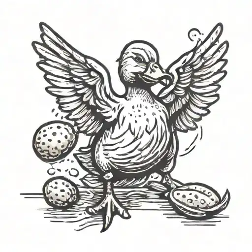 Duck flicking you off with a potato tattoo design idea