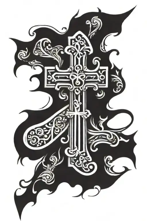 cross with the word 'ETHAN' in it needs tattoo design idea