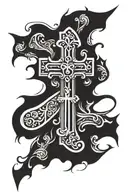 cross with the word 'ETHAN' in it needs tattoo design idea