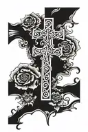 cross with the word 'ETHAN' in it needs tattoo design idea
